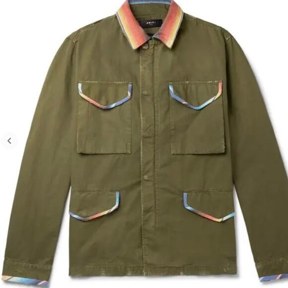 AMIRI: Men's Olive Baja M65 Overshirt Jacket - Size 46 - Picture 9 of 9